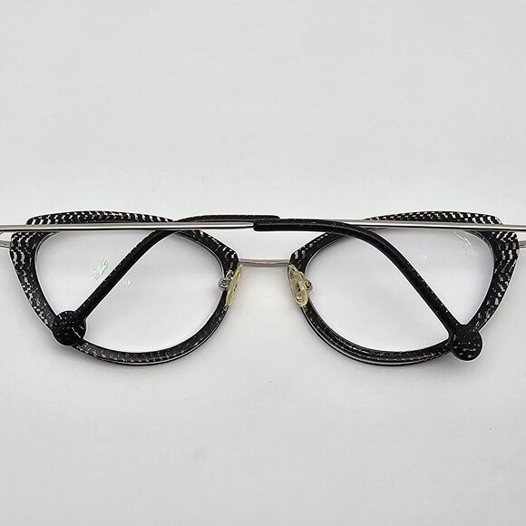 L.A. Eyeworks Walnut Cat Eye Sparkle Net Shiny Silver Eyeglasses Frame w/ Case - Picture 11 of 16